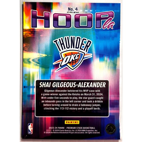 2023-24 NBA Hoops Premium Stock Hoopla #4 SHAI GILGEOUS-ALEXANDER Disco Prizm - Picture 2 of 2